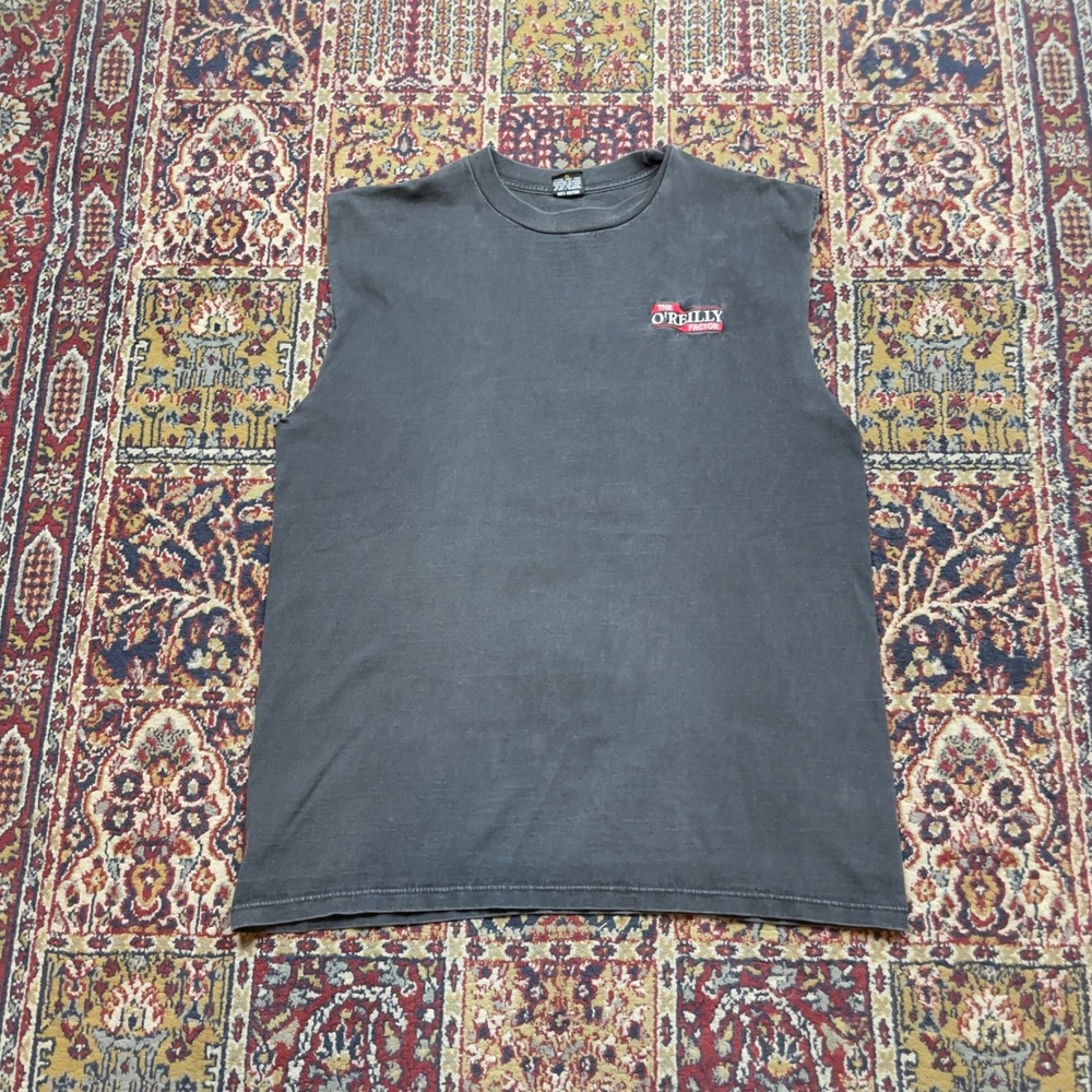VTG 90s Nemesis The O'Reilly Factor Sleeveless T-Shirt Black XL USA Politics TV